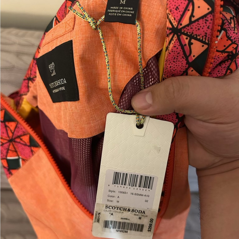 Scotch & Soda Orange Red Jacket with Geometric Pattern new with tag - Picture 4 of 4